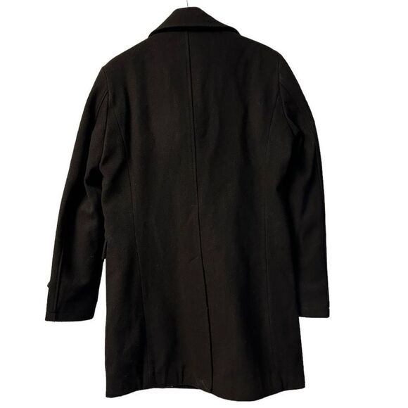 SuperDry Buckle The Edit Wool Blend Black Coat Size Medium - Picture 4 of 9